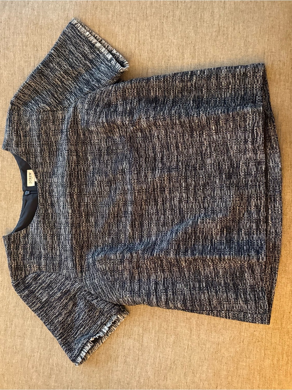 J.Crew Navy and Heather Gray Marled Knit Top